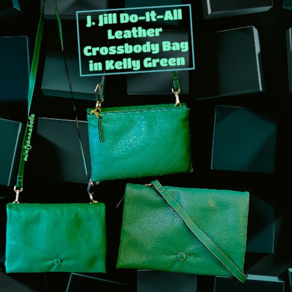 J. Jill Do-it-All Green Leather Crossbody🌿 - Picture 1 of 17